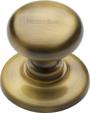Click Here To Enlarge This Photo Of V901-AT Heritage Brass Centre Door Knob Round Design 3" Antique Brass Finish