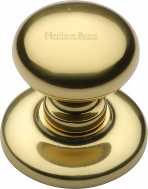 Click Here To Enlarge This Photo Of V901-PB Heritage Brass Centre Door Knob Round Design 3" Polished Brass Finish