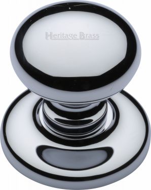 Click Here To Enlarge This Photo Of V901-PC Heritage Brass Centre Door Knob Round Design 3" Polished Chrome Finish