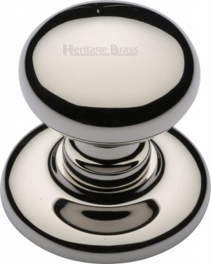 Click Here To Enlarge This Photo Of V901-PNF Heritage Brass Centre Door Knob Round Design 3" Polished Nickel Finish