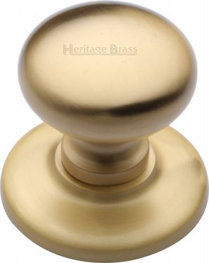 Click Here To Enlarge This Photo Of V901-SB Heritage Brass Centre Door Knob Round Design 3" Satin Brass Finish