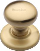 V901-SB Heritage Brass Centre Door Knob Round Design 3" Satin Brass Finish