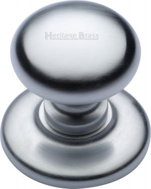 Click Here To Enlarge This Photo Of V901-SC Heritage Brass Centre Door Knob Round Design 3" Satin Chrome Finish