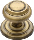 V905-AT Heritage Brass Centre Door Knob Round Design 3 ½" Antique Brass Finish