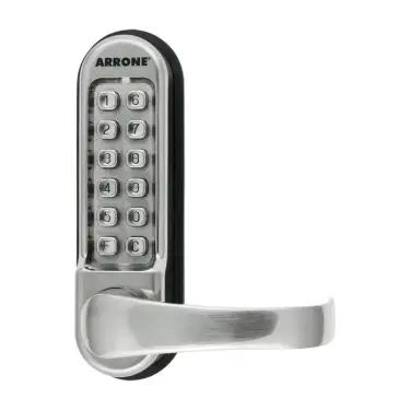 Click Here To Enlarge This Photo Of AR526-MC Hoppe Arrone Lever Operated Push Button Code Digital Lock with Code Free Function c/w Tubular Latch - Matt Chrome (87138584)