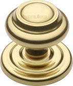 V905-PB Heritage Brass Centre Door Knob Round Design 3 ½" Polished Brass Finish