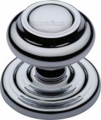V905-PC Heritage Brass Centre Door Knob Round Design 3 ½" Polished Chrome Finish
