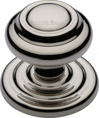 Click Here To Enlarge This Photo Of V905-PNF Heritage Brass Centre Door Knob Round Design 3 ½" Polished Nickel Finish