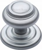 V905-SC Heritage Brass Centre Door Knob Round Design 3 ½" Satin Chrome Finish