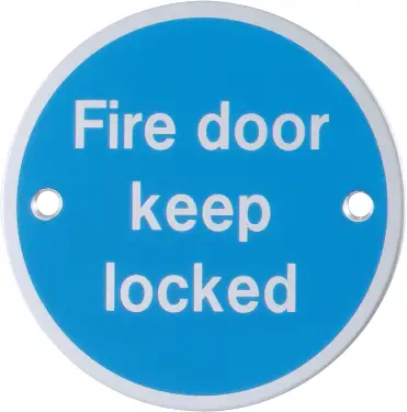 Click Here To Enlarge This Photo Of AR901 Hoppe 76mm “Fire Door Keep Locked” Sign - Satin Anodised Aluminium (8511242)