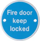 AR901 Hoppe 76mm “Fire Door Keep Locked” Sign - Satin Anodised Aluminium (8511242)