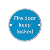 AR901 Hoppe 76mm “Fire Door Keep Locked” Sign - Polished Stainless Steel (8511235)