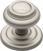 V905-SN Heritage Brass Centre Door Knob Round Design 3 ½" Satin Nickel Finish