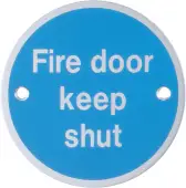 AR902 Hoppe 76mm “Fire Door Keep Shut” Sign - Satin Anodised Aluminium (8511277)