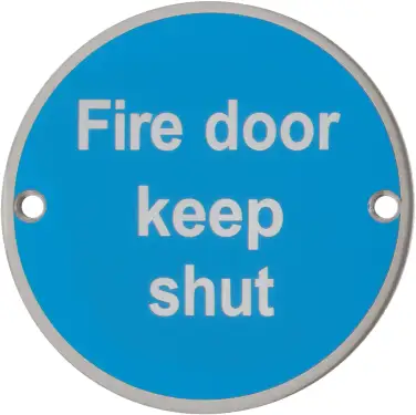 Click Here To Enlarge This Photo Of AR902 Hoppe 76mm “Fire Door Keep Shut” Sign - Satin Stainless Steel (8511284)
