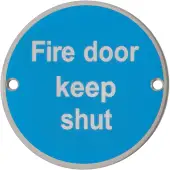 AR902 Hoppe 76mm “Fire Door Keep Shut” Sign - Satin Stainless Steel (8511284)