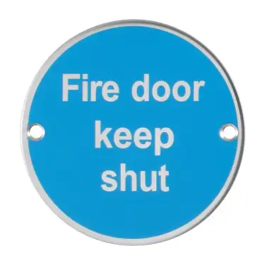 Click Here To Enlarge This Photo Of AR902 Hoppe 76mm “Fire Door Keep Shut” Sign - Polished Stainless Steel (8511270)