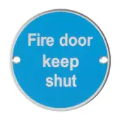 AR902 Hoppe 76mm “Fire Door Keep Shut” Sign - Polished Stainless Steel (8511270)