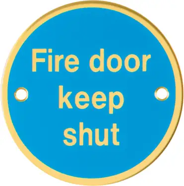 Click Here To Enlarge This Photo Of AR902 Hoppe 76mm “Fire Door Keep Shut” Sign - Polished Brass (8511263)