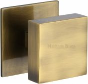 V908-AT Heritage Brass Centre Door Knob Square Design 3" Antique Brass Finish