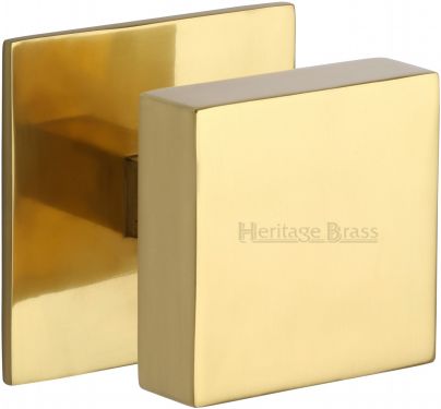 Click Here To Enlarge This Photo Of V908-PB Heritage Brass Centre Door Knob Square Design 3" Polished Brass Finish