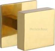 V908-PB Heritage Brass Centre Door Knob Square Design 3" Polished Brass Finish