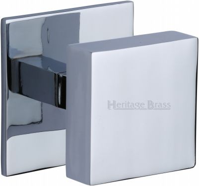 Click Here To Enlarge This Photo Of V908-PC Heritage Brass Centre Door Knob Square Design 3" Polished Chrome Finish