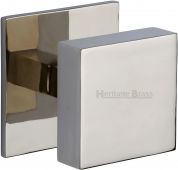 V908-PNF Heritage Brass Centre Door Knob Square Design 3" Polished Nickel Finish