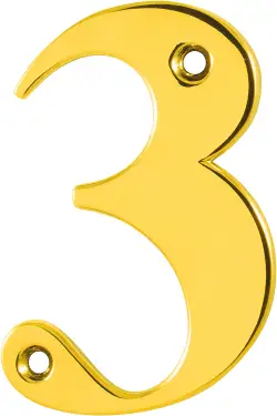 Click Here To Enlarge This Photo Of AR740-3-PBR Hoppe Face Fix Numeral 3 - Polished Brass (87143617)