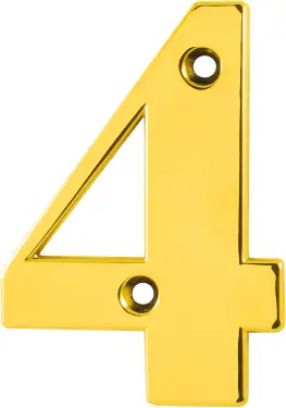 Click Here To Enlarge This Photo Of AR740-4-PBR Hoppe Face Fix Numeral 4 - Polished Brass (87143645)