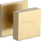 V908-SB Heritage Brass Centre Door Knob Square Design 3" Satin Brass Finish