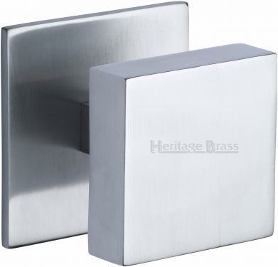 Click Here To Enlarge This Photo Of V908-SC Heritage Brass Centre Door Knob Square Design 3" Satin Chrome Finish