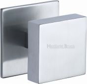 V908-SC Heritage Brass Centre Door Knob Square Design 3" Satin Chrome Finish