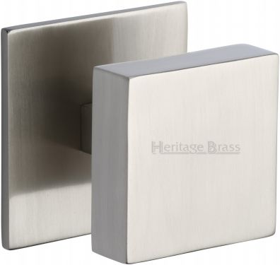Click Here To Enlarge This Photo Of V908-SN Heritage Brass Centre Door Knob Square Design 3" Satin Nickel Finish