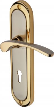 Click Here To Enlarge This Photo Of AMB6200-JP Heritage Brass Door Handle Lever Lock Ambassador Design Jupiter Finish