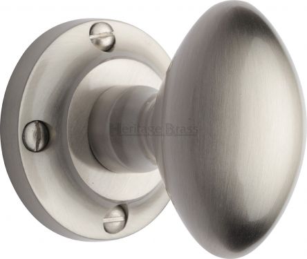 Click Here To Enlarge This Photo Of V960-SN Heritage Brass Mortice Knob on Rose Suffolk Design Satin Nickel Finish
