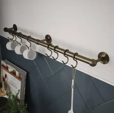 Click Here To Enlarge This Photo Of KU0600AAB Rothley Utensil Rail Kit 19mm x 600mm - Antique Brass