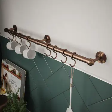 Click Here To Enlarge This Photo Of KU0600AAC Rothley Utensil Rail Kit 19mm x 600mm - Antique Copper