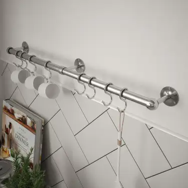 Click Here To Enlarge This Photo Of KU0600ABS Rothley Utensil Rail Kit 19mm x 600mm - Brushed Stainless Steel