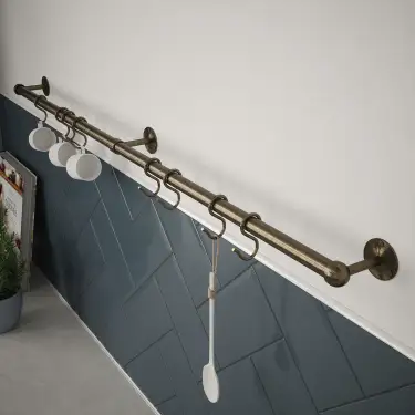 Click Here To Enlarge This Photo Of KU1000AAB Rothley Utensil Rail Kit 19mm x 1000mm - Antique Brass