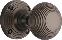 V971-MB Heritage Brass Mortice Knob on Rose Reeded Design Matt Bronze Finish