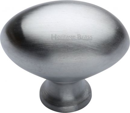 Click Here To Enlarge This Photo Of C114 38-SC Heritage Brass Cabinet Knob Victorian Oval Design 38mm Satin Chrome Finish