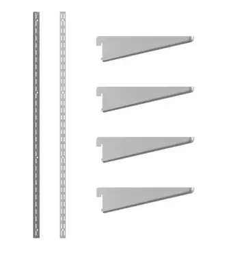 Click Here To Enlarge This Photo Of KTSK04/63 Rothley Twin Slot Shelving Kit in Krome 120mm Brackets (x4) & 1600mm Uprights (x2)