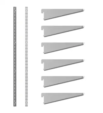 Click Here To Enlarge This Photo Of KTSK04/78 Rothley Twin Slot Shelving Kit in Krome 120mm Brackets (x6) & 1980mm Uprights (x2)