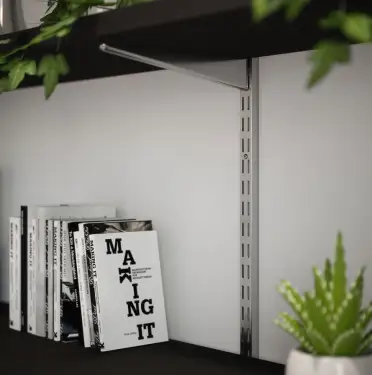 Click Here To Enlarge This Photo Of KTSK10/48 Rothley Twin Slot Shelving Kit in Krome 270mm Brackets (x4) & 1220mm Uprights (x2)