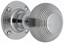 V971-PC Heritage Brass Mortice Knob on Rose Reeded Design Polished Chrome Finish
