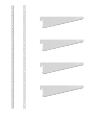 Click Here To Enlarge This Photo Of KTSW04/48 Rothley Twin Slot Shelving Kit In White 120mm Brackets (x4) & 1220mm Uprights (x2)