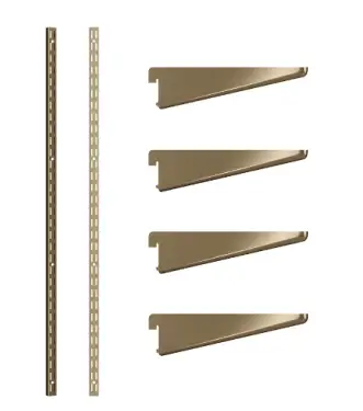 Click Here To Enlarge This Photo Of KTSAB08/48 Rothley Twin Slot Shelving Kit In Antique Brass 220mm Brackets (x4) & 1220mm Uprights (x2)