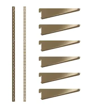 Click Here To Enlarge This Photo Of KTSAB10/78 Rothley Twin Slot Shelving Kit In Antique Brass 270mm Brackets (x6) & 1980mm Uprights (x2)