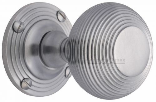 Click Here To Enlarge This Photo Of V971-SC Heritage Brass Mortice Knob on Rose Reeded Design Satin Chrome Finish